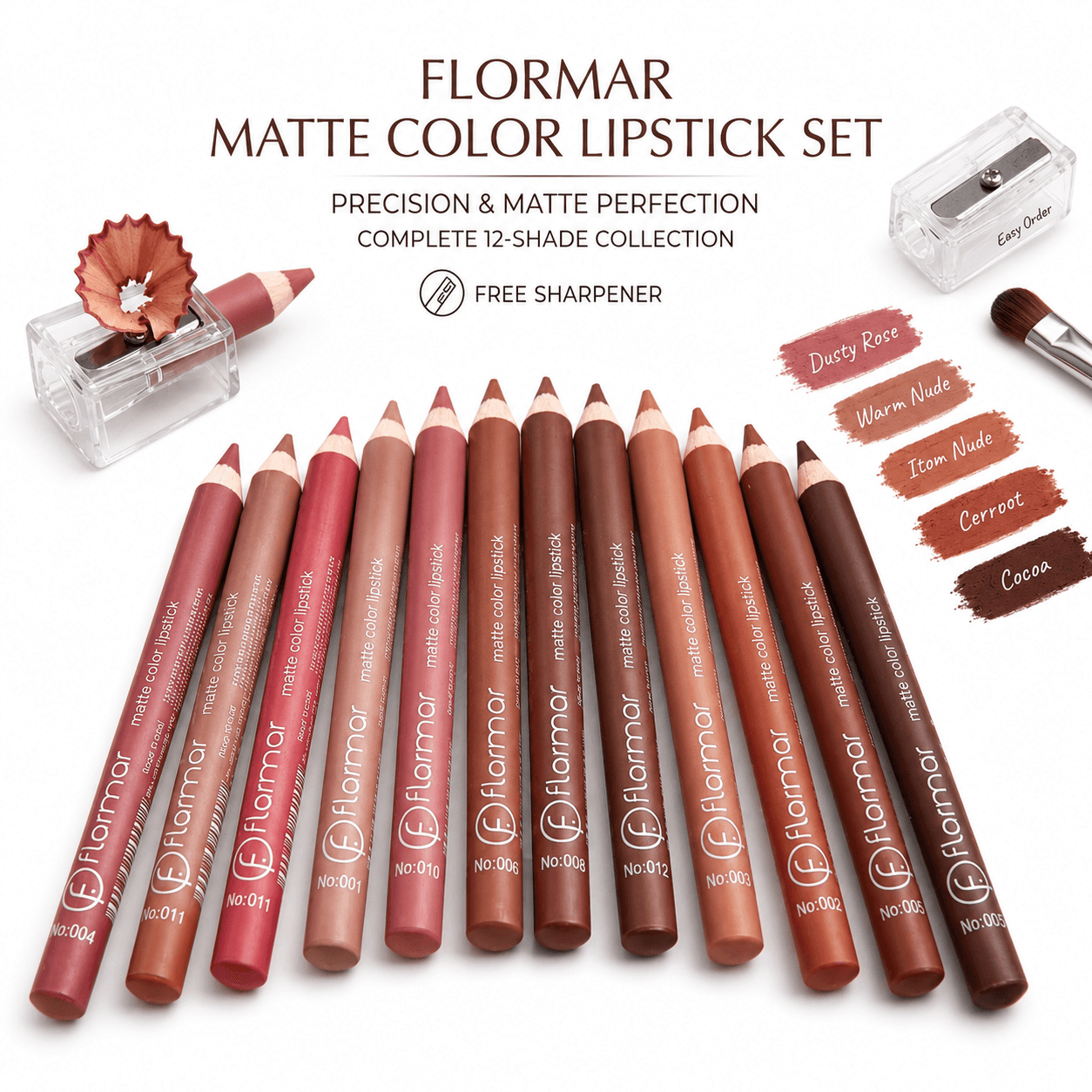 Flormar Lipstick Pencil – باكدج 12 لون أصلي 💄 3